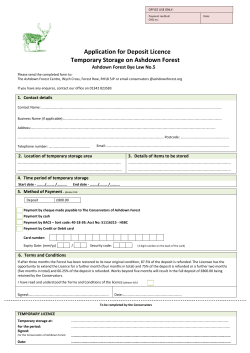Application for Deposit Licence Temporary Storage on Ashdown
