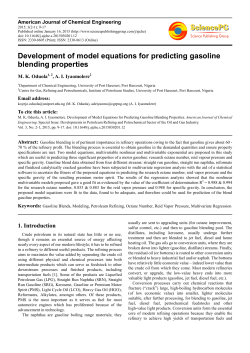 Development of model equations for predicting gasoline blending
