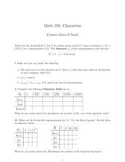 Math 594: Characters