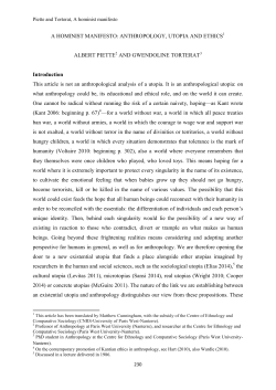 A HOMINIST MANIFESTO: ANTHROPOLOGY, UTOPIA AND