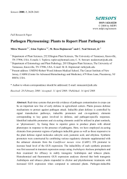 Pathogen Phytosensing: Plants to Report Plant Pathogens