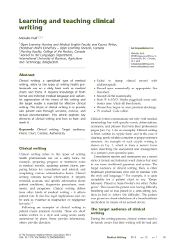 Learning and teaching clinical writing - Medical Writing