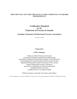 Certification Standards Profession of Forestry in Canada
