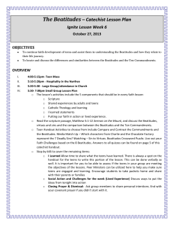 The Beatitudes &ndash; Catechist Lesson Plan