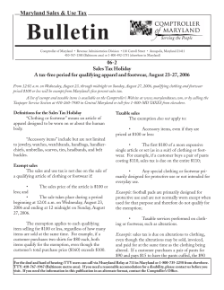 Bulletin - Maryland Taxes