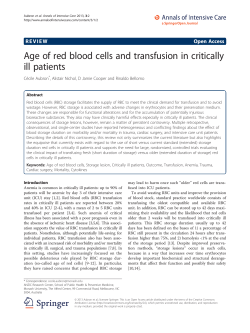 Age of red blood cells and transfusion in critically ill patients
