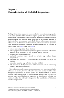 Characterisation of Colloidal Suspensions