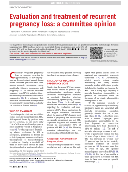 Evaluation and treatment of recurrent pregnancy loss: a