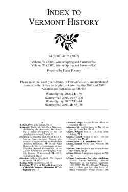 index to vermont history - Vermont Historical Society