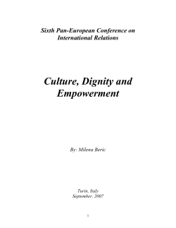 Culture, Dignity and Empowerment - European International Studies