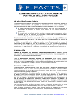E-fact 54: Mantenimiento seguro de las herramientas - EU-Osha