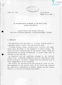 17, Ref. I On eutrophication problems in the Baltic Sea