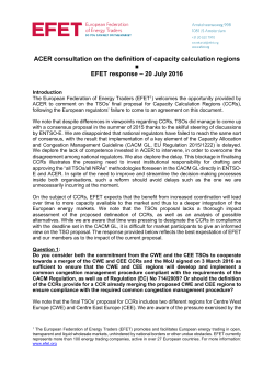 EFET response to the ACER consultation on the definition of