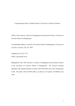 Friedrich Hayek`s The Road to Serfdom in Practice FINAL
