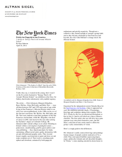 New York Times, 2014 - Altman Siegel Gallery