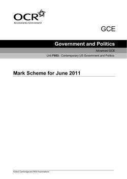 Mark scheme - Unit F853 - Contemporary US government