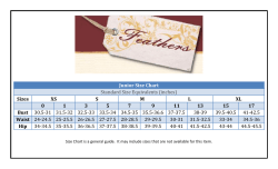 Junior Size Chart Standard Size Equivalents (inches) Sizes XS
