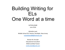 Building Writing for ELs One Word at a time