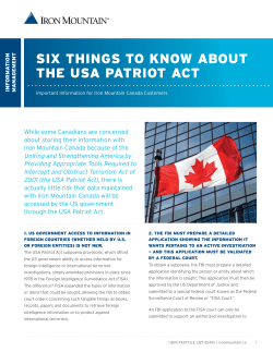 SIx THINGS TO KNOW ABOUT THE USA PATRIOT