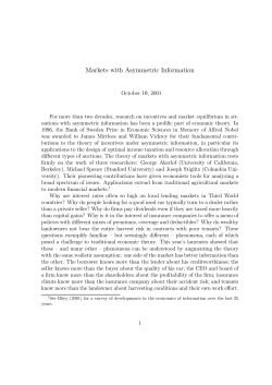 Markets with Asymmetric Information