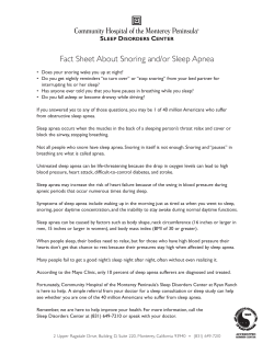 Fact Sheet About Snoring and/or Sleep Apnea