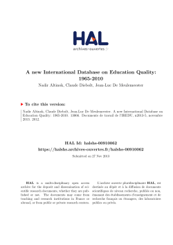 A new International Database on Education Quality: 1965 - Hal-SHS