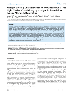Antigen Binding Characteristics of Immunoglobulin Free Light