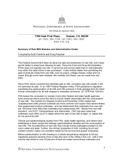 Summary of Raw Milk Statutes and Administrative Codes