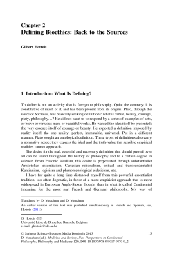 Defining Bioethics: Back to the Sources