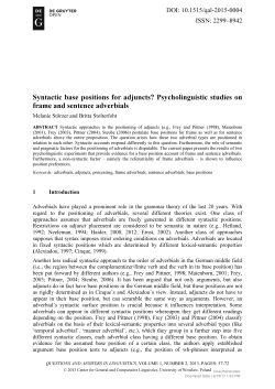 Syntactic base positions for adjuncts? Psycholinguistic