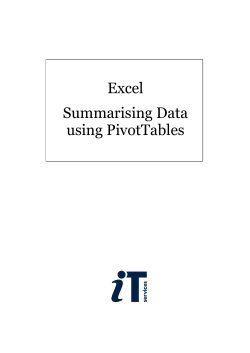 Excel Summarising Data using PivotTables