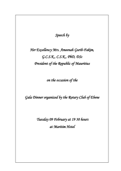 Speech by Her Excellency Mrs. Ameenah Gurib
