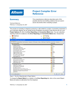 Project Compiler Error Reference
