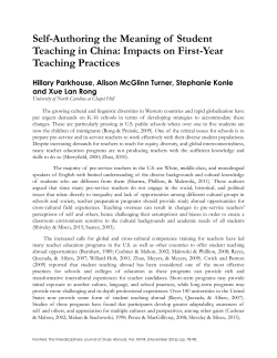 Self-Authoring the Meaning of Student Teaching in China: Impacts