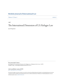 The Internatinoal Dimension of US Refugee Law