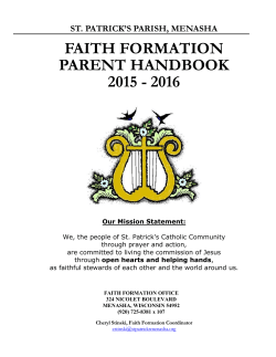 Faith Formation Handbook - St. Patrick Church, Menasha, WI