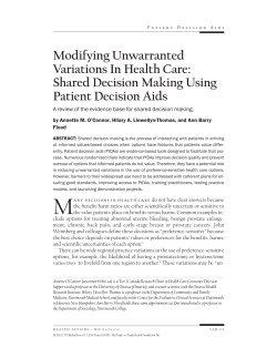 Modifying Unwarranted Variations In Health Care: Shared Decision