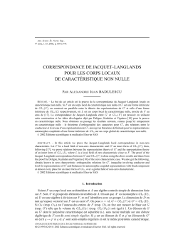 correspondance de jacquet&ndash;langlands pour les corps