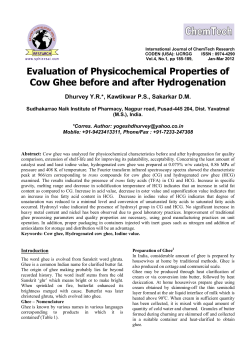 Evaluation of Physicochemical Properties of Cow Ghee before and