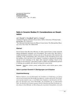 Salts in Ceramic Bodies IV: Considerations on Desali