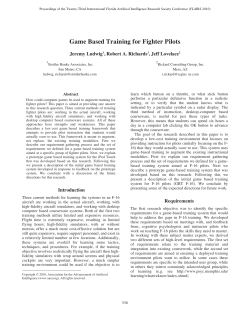 Game Based Training for Fighter Pilots