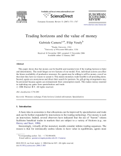 Trading horizons and the value of money
