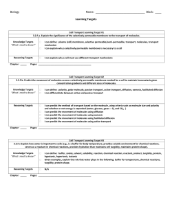 Biology Name: Block: ____ Learning Targets