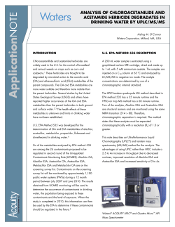 Analysis of Chloroacetanilide and Acetamide Herbicide Degradates