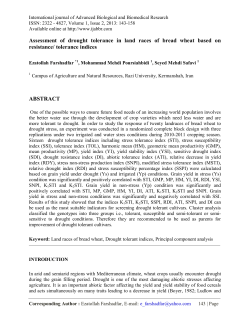 Assessment of drought tolerance in land races of bread wheat