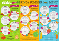 Hot dinner menu: April 2017 to October 2017