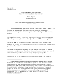 THE SOLOW PRODUCTIVITY PARADOX: WHAT DO COMPUTERS