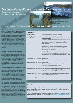 Marine and lake disposal of mine tailings and waste rock Criteria for