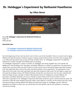 Dr. Heidegger&acute;s Experiment by Nathaniel