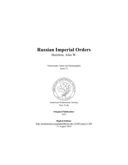 Russian Imperial Orders - American Numismatic Society
